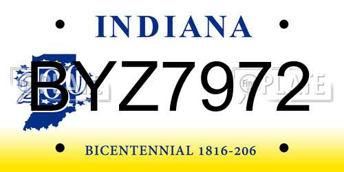 BYZ7972 Indiana License Plate