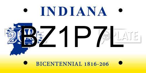 BZ1P7L Indiana License Plate