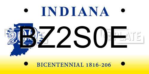 BZ2S0E Indiana License Plate