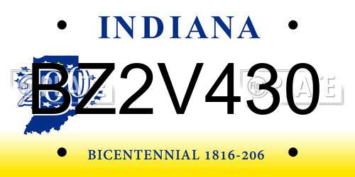 BZ2V430 Indiana License Plate