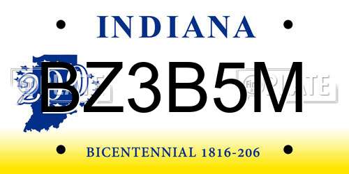 BZ3B5M Indiana License Plate