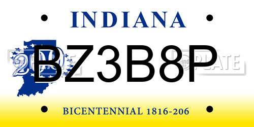 BZ3B8P Indiana License Plate