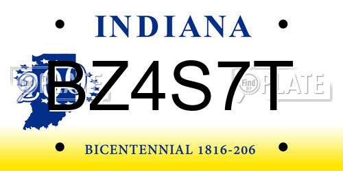 BZ4S7T Indiana License Plate