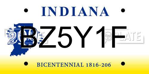BZ5Y1F Indiana License Plate