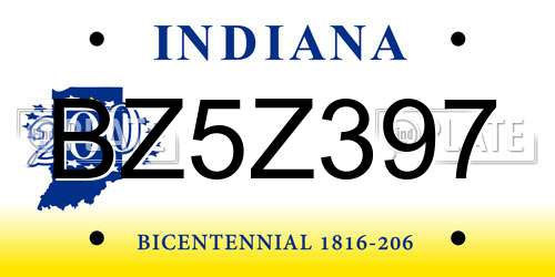 BZ5Z397 Indiana License Plate