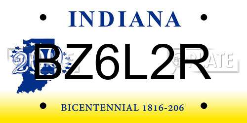 BZ6L2R Indiana License Plate