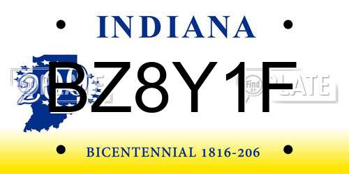 BZ8Y1F Indiana License Plate