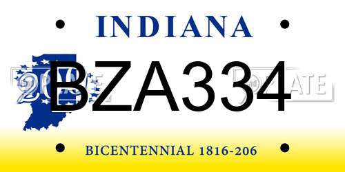 BZA334 Indiana License Plate