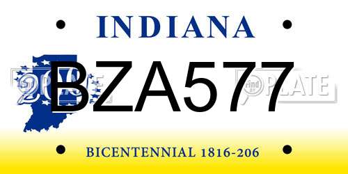BZA577 Indiana License Plate