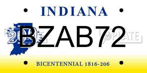 BZAB72 Indiana License Plate