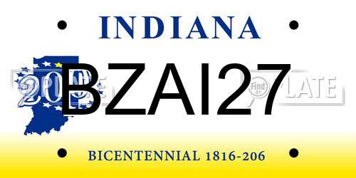 BZAI27 Indiana License Plate