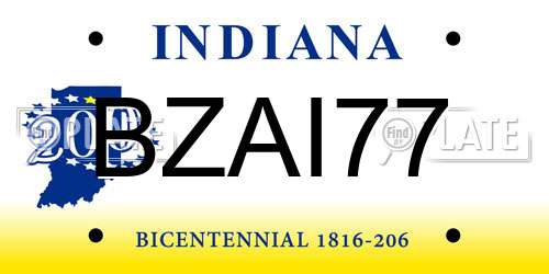BZAI77 Indiana License Plate