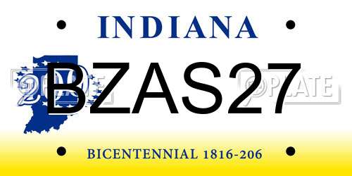BZAS27 Indiana License Plate