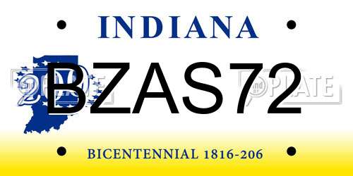 BZAS72 Indiana License Plate