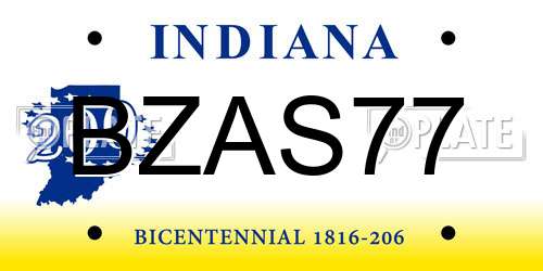 BZAS77 Indiana License Plate