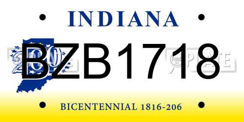 BZB1718 Indiana License Plate