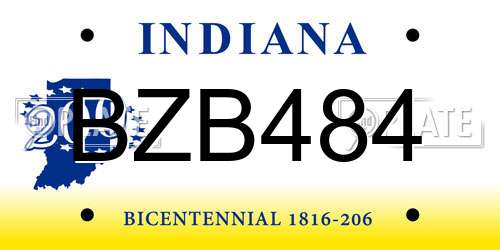 BZB484 Indiana License Plate