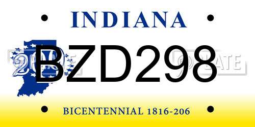 BZD298 Indiana License Plate