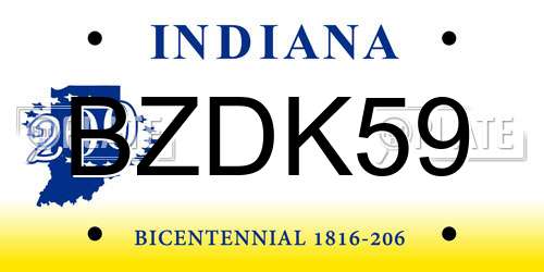 BZDK59 Indiana License Plate