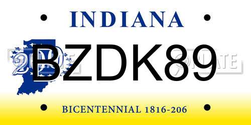 BZDK89 Indiana License Plate