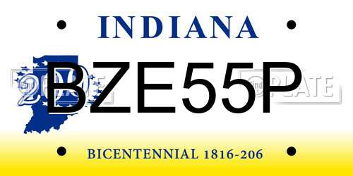 BZE55P Indiana License Plate