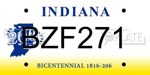 BZF271 Indiana License Plate