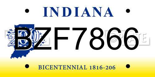 BZF7866 Indiana License Plate