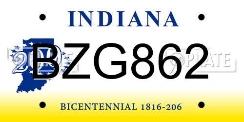 BZG862 Indiana License Plate