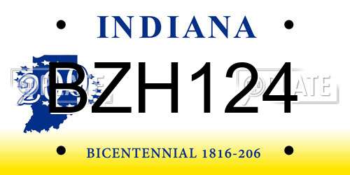 BZH124 Indiana License Plate