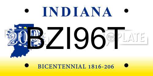 BZI96T Indiana License Plate
