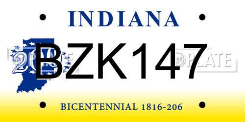 BZK147 Indiana License Plate