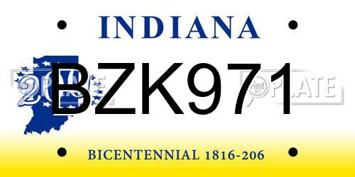 BZK971 Indiana License Plate