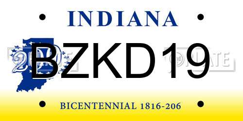 BZKD19 Indiana License Plate
