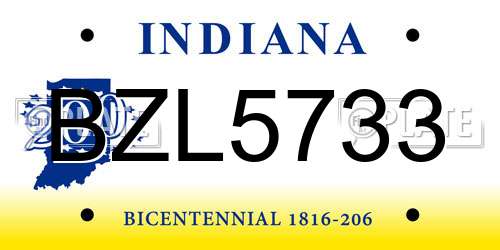 BZL5733 Indiana License Plate