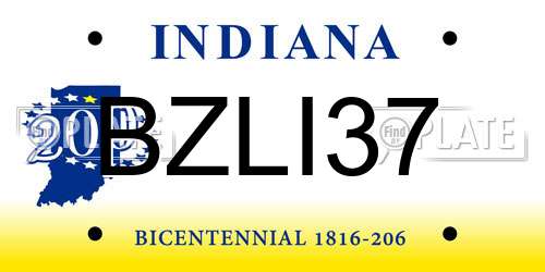 BZLI37 Indiana License Plate