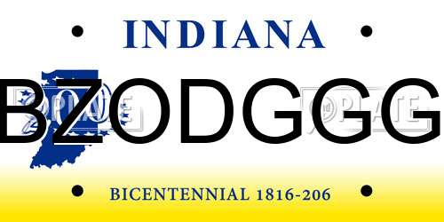 BZODGGG Indiana License Plate