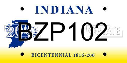 BZP102 Indiana License Plate
