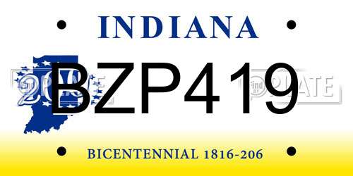 BZP419 Indiana License Plate