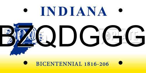 BZQDGGG Indiana License Plate