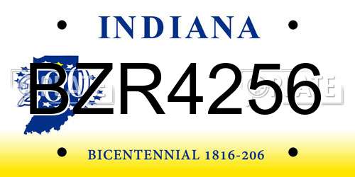 BZR4256 Indiana License Plate