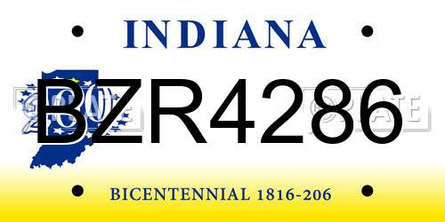 BZR4286 Indiana License Plate