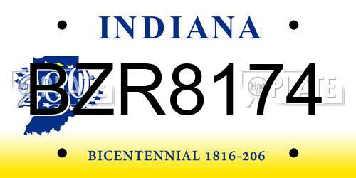 BZR8174 Indiana License Plate