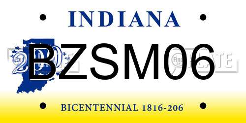 BZSM06 Indiana License Plate