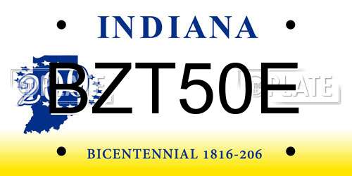 BZT50E Indiana License Plate
