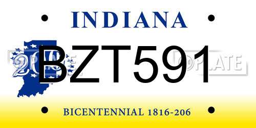 BZT591 Indiana License Plate