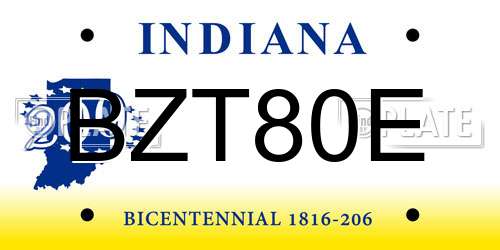 BZT80E Indiana License Plate