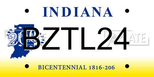 BZTL24 Indiana License Plate