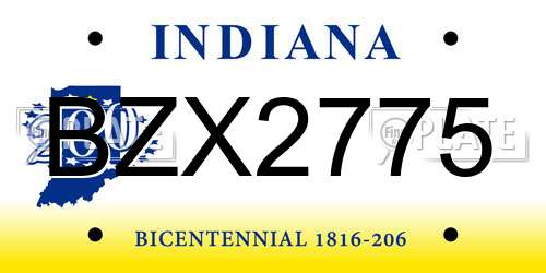 BZX2775 Indiana License Plate