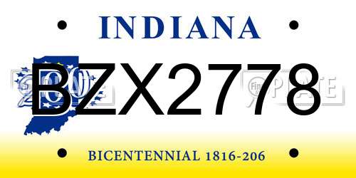 BZX2778 Indiana License Plate