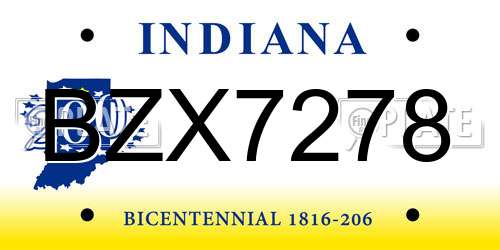 BZX7278 Indiana License Plate